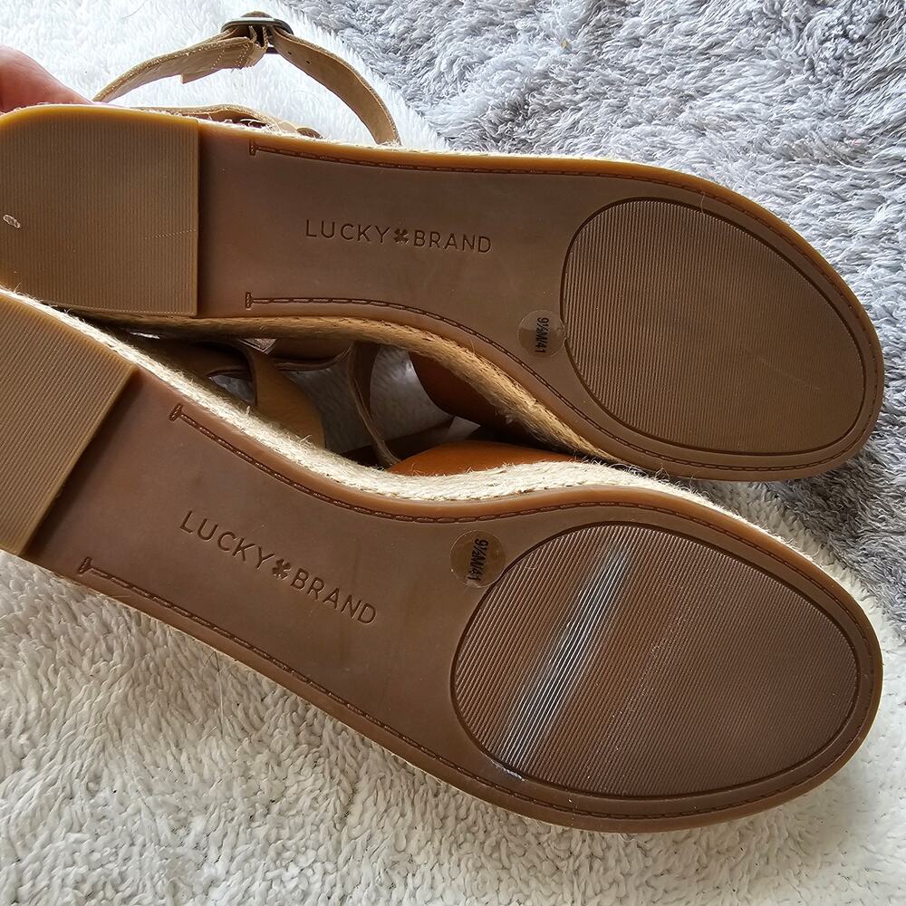 Lucky Brand Tan and Brown Wedge Sandals - Picture 4 of 5